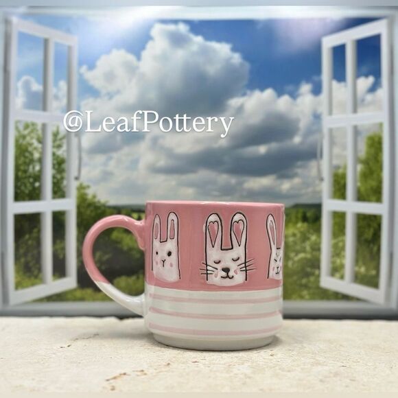 Silly Bunny Pink/ White Ceramic 20oz Mug - Picture 7 of 10